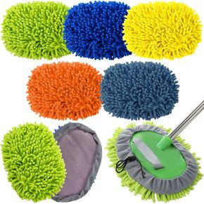 Layhit 5 Pcs Car Wash Mitt Car Wash Kit, Car Wash Brush Not Included, Microfiber Mitt Car Cleaning Car Washing Tools Truck Washing Kit Car RV Pickup Chenille Scratch Replacement Kit(Multicolor)