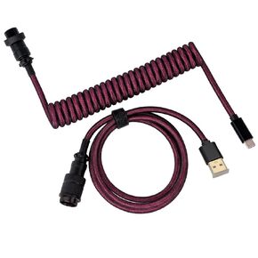 Custom Coiled USB C to A Cable with Detachable Double Sleeved Spiral Cable Extendable Spring Line Metal Aviator for Playstation, Mechanical Gaming Keyboards,Game Console, Printer and Cellphone