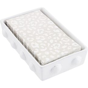 Mud Pie Bead Ceramic Guest Napkin Set, White, 9" x 5 1/2"