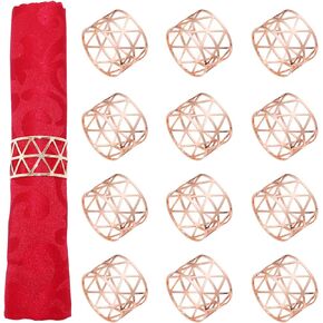 Gold Napkin Rings Set of 12, Hollow Out Napkin Rings Holder for Halloween Christmas Wedding Dinning Table Decor Favor