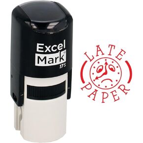Round Teacher Stamp - Late Paper - RED Ink