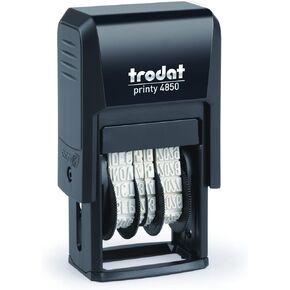 Trodat Printy 4850 Date Stamp – Pocket Sized Self Inking Stamp with Approved, Copy, Entered, Scanned – Blue and Red Ink, 3/4" x 1"