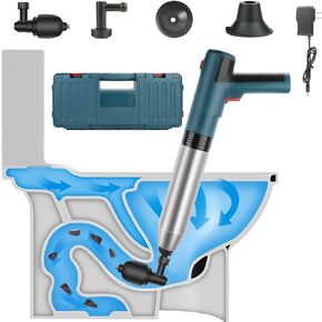 مكبس مرحاض كهربائي مكبس هواء للمرحاض، مكبس مرحاض كهربائي عالي الضغط، مسدس تفريغ هواء عالي الضغط، أفضل مزيل للسدادات للمراحيض مع المرحاض، الحمام، تصريف الأرضية، المجاري، الأنابيب in Kuwait