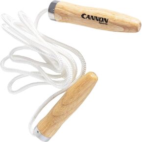 Cannon Sports White Jump Rope with Wooden Weighted Handles for Home Gym, Workout, & Fitness Travel (8.5 FT)