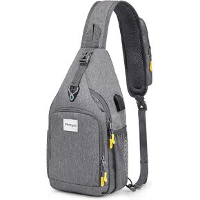 Sling Bag for Women Men Crossbody backpack with USB Charging Port, Small Hiking Daypack Chest Bag for Travel Outdoor