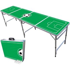 8-Foot Folding Beer Pong Table - Choose Table Model (Base, Cup Holes, LED Lights, Cup Holes & LED Lights) - Soccer Field Edition