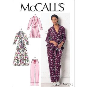 McCall's Patterns McCall's Women's Pajama Pants and Robe, Sizes L-XL Sewing Pattern, Plain