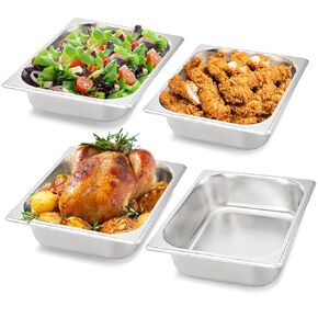 4 عبوات من مقالي الفندق بنصف الحجم، مقلاة طاولة بخار من الفولاذ المقاوم للصدأ بعمق 1/2 مقاس 2.6 بوصة، مقلاة طعام مضادة للمربى للمنزل والفندق ومستلزمات تقديم الطعام للحفلات in Kuwait