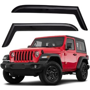 Lightronic WV92054 Outside-Mount Side Window Visors Deflectors Vent Rain Guards, Dark Smoke, 2-Pieces Set, Fits 1997-2006 Jeep Wrangler (TJ) 2-Door