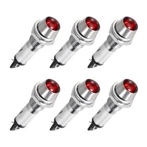 uxcell Indicator Light DC 12V, Red, Metal Shell Panel Mount 5/16" 8mm 6Pcs