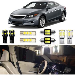 White LED Bulbs Package Kit Compatible with 2003 2004 2005 2006 2007 2008 2009 2010 2011 2012 Honda Accord Interior Map Dome Light + License Plate Light and Install Tool, 12 Piece