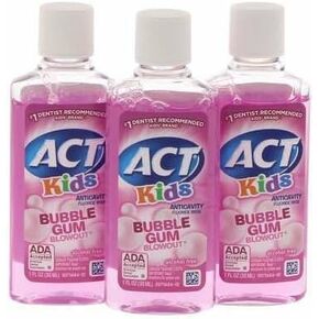 ACT Kids Travel Size Mouthwash Bubble Gum (Pack of 3)