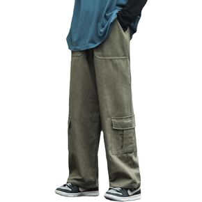 Men Women Wild Cargo Work Pants Loose Fit Drawstring Twill Pants with Pockets