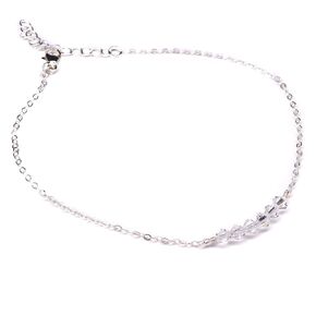 LeSilveStone Sterling silver anklet embelished with crystals from Swarovski®, adjustable chain ankle bracelet for women, simple dainty minimalist beach jewelry - Handcrafted in the USA.