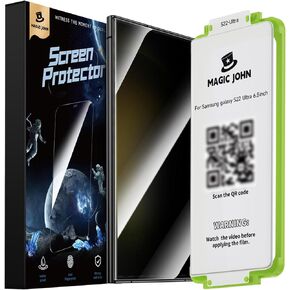 عبوة من قطعتين من MAGIC JOHN لهاتف Samsung Galaxy S23 Ultra واقي شاشة للخصوصية [مادة فيلم سيراميك وليس زجاج] 6.8 بوصة، [متوافق مع بصمة الإصبع بنسبة 100%] صينية سهلة التركيب، مقاومة للصدمات in Kuwait