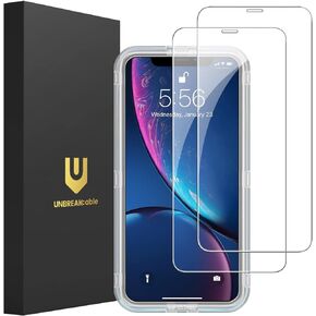 UNBREAKcable Screen Protector for iPhone 11/iPhone XR [2-Pack], Double Shatterproof Tempered Glass [Easy Installation Frame] [9H Hardness] [99.99% HD Clear] [Bubble Free] for iPhone 6.1 Inch