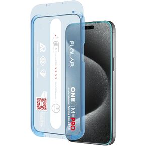 FLOLAB NanoArmour ONETIME PRO Anti Reflective for iPhone 15 Pro Max 3D Ultra Clear Light Screen Protector Museum-Grade Tempered Glass - Reinforced Edge, Durable, Smooth, Easy to Install, Dust Free