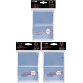 (300) Ultra Pro New Standard Size(66mm x 91mm) Clear Deck Protectors Sleeves! 3 Factory Sealed 100ct Packs (#82689) with Ultra Pro* *s Hologram Quality Seal of Durability! Stores and Protects