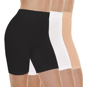 BATHRINS Womens Slip Shorts for Under Dresses, Tummy Control High Waist Seamless Smoothing Yoga Shorts