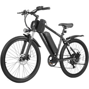 Ourea 26" Electric Bike, Max 40Miles Range (Pedal-assist1)&20Mph Power by 48V 500W, 5 Pedal-Assist Level & Front Suspension, 7-Speed Gear& 4 Riding Mode, Adult Electric Mountain Bike with Bag