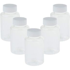 5pcs Graduated Reagent Bottles Laboratory Specimen Wide Mouth Bottles Containers Sterile Jars Threaded Bottles - White, 150mL