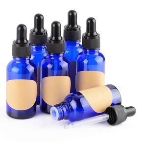 stonylab 6-Pack Glass Dropper Bottle, Empty Glass Bottle with Glass Dropper, Inner Plug and Label for Essential Oils Aromatherapy Fragrances (15 ml, Green)