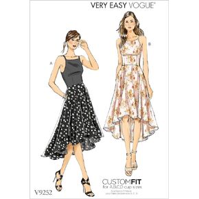 Vogue Patterns Misses' Princess Seam High-Low Dresses with Pockets, 6-8-10-12-14, Red