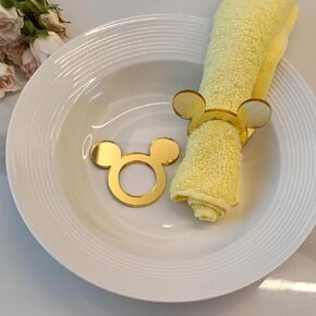 Set of 12 Acrylic Cartoon Napkin Ring,Mirrored Mickey Mouse Head Napkin Rings for Wedding Favors Event Party Supplies Tableware Cartoon Acrylic Table Settings(Silver Mirror)