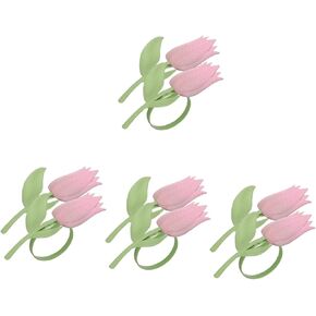 8 pcs Decor Supplies Home Serviette Birthday Ring Day Bridal Table Center Rings Tabletop Towel Alloy Tulip for Shower Valentine's Decors Decorations Party Wedding Banquet