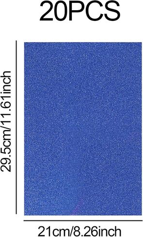 Glitter Cardstock Paper A4, 20 Sheets Creative Colored Shimmer Sparkly Paper Thin Craft Cardstock Paper for DIY Party Graduation Decor, Birthday Party Decor (Royal Blue) in Saudi Arabia