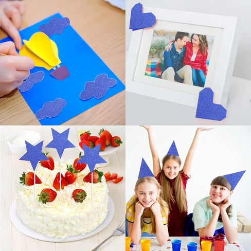 Glitter Cardstock Paper A4, 20 Sheets Creative Colored Shimmer Sparkly Paper Thin Craft Cardstock Paper for DIY Party Graduation Decor, Birthday Party Decor (Royal Blue) in Saudi Arabia