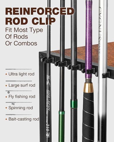 Ghosthorn Fishing Rod Holders for Garage, Fishing Gear and equipment Rotating Tackle Storage Cart, Pole Rod Rack Hold up to 10 Rods, Fishing Gifts for Men in Saudi Arabia
