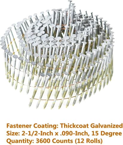 3600 Count Coil Siding Nail Full Round Head Collated Wire Coil 15-Degree 2-1/2-Inch x .090-Inch Ring Shank Resin Paint Coating Coil Roofing Nails in Saudi Arabia