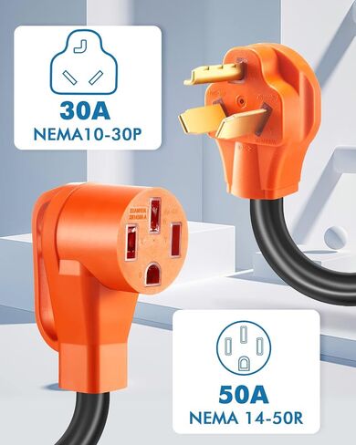 سلك محول شاحن NEMA 10-30P إلى 14-50R EV، محول تحويل 30 أمبير مدرج في قائمة UL إلى 50 أمبير EV، لشحن EV من المستوى 2، مناسب مع Tesla(8AWG) ملاحظة: إنه غير مناسب لـ RV in Saudi Arabia