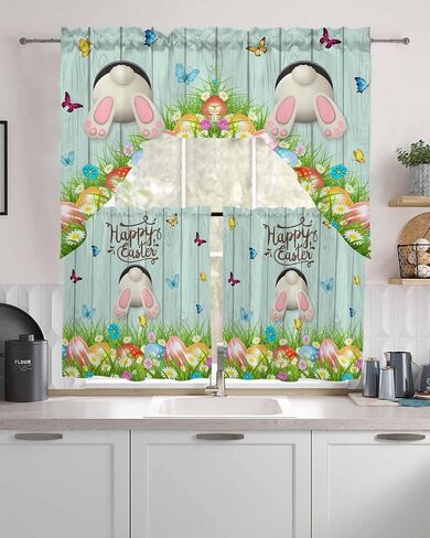 Tier and Swag Window Curtain Set,Cute Cat Summer Lemon Rod Pocket Kitchen Curtains Swag Valance Tier,Pastoral Farm Fruit Floral Leaf Retro Linen Light Filtering Window Treatment for Cafe Bedroom Home in Saudi Arabia