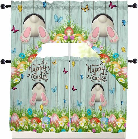 Tier and Swag Window Curtain Set,Cute Cat Summer Lemon Rod Pocket Kitchen Curtains Swag Valance Tier,Pastoral Farm Fruit Floral Leaf Retro Linen Light Filtering Window Treatment for Cafe Bedroom Home in Saudi Arabia