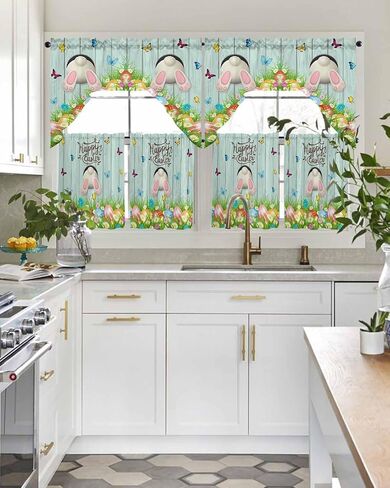 Tier and Swag Window Curtain Set,Cute Cat Summer Lemon Rod Pocket Kitchen Curtains Swag Valance Tier,Pastoral Farm Fruit Floral Leaf Retro Linen Light Filtering Window Treatment for Cafe Bedroom Home in Saudi Arabia