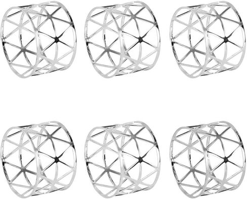 خاتم منديل s1، مجموعة من 6 حلقات منديل فضية معدنية لحفلات الزفاف، وحفلات العشاء، والتجمعات العائلية، والاستخدام اليومي، 6 عبوات in Kuwait