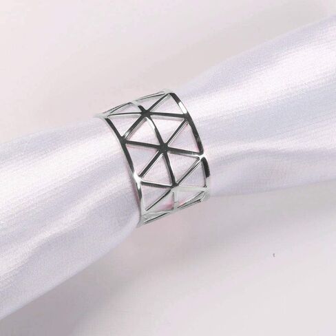 خاتم منديل s1، مجموعة من 6 حلقات منديل فضية معدنية لحفلات الزفاف، وحفلات العشاء، والتجمعات العائلية، والاستخدام اليومي، 6 عبوات in Kuwait