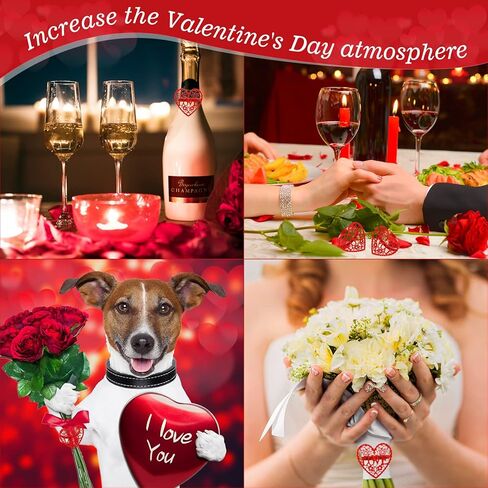 Set of 12 Valentine's Day Napkin Rings Red Heart Napkin Holders Love Napkin Holder Rings and Cloth Napkins White Dinner Napkins for Valentines Holidays Anniversaries Weeding Parties Applications in Saudi Arabia