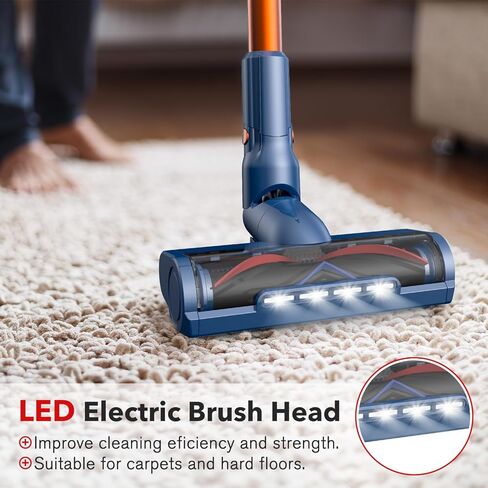 مكنسة كهربائية لاسلكية، مكنسة كهربائية مطورة بقوة 25 كيلو باسكال، قوة شفط 280 وات، محرك بدون فرشاة، مكنسة كهربائية محمولة خفيفة الوزن للسجاد المنزلي وشعر الحيوانات الأليفة، وقت تشغيل يصل إلى 55 دقيقة in Kuwait