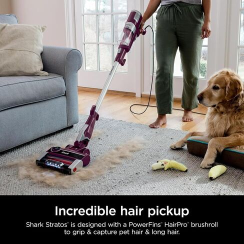 Shark HZ3000 Stratos Ultralight Corded Stick Vacuum with DuoClean PowerFins HairPro, Self-Cleaning Brushroll, & Odor Neutralizer Technology, Red Plum (Renewed) in Saudi Arabia