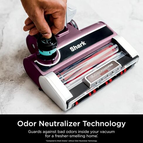 Shark HZ3000 Stratos Ultralight Corded Stick Vacuum with DuoClean PowerFins HairPro, Self-Cleaning Brushroll, & Odor Neutralizer Technology, Red Plum (Renewed) in Saudi Arabia