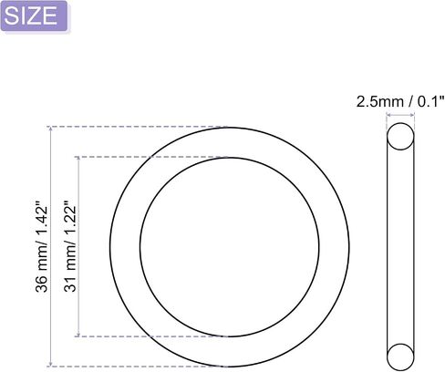 Nitrile Rubber O-Ring 27mm ID, 32mm OD, 2.5mm Width Washer Gasket Sealing-Applications for Auto Plumbing Faucet Air Gas Repair-[Qty 20 Black] in Saudi Arabia