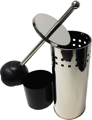 Toilet Plunger with Concealed Holder, Durable Plunger for Toilet, Plungers for Bathroom, No Splash Back, Long Handle, Punch Line Toilet Plunger and Holder for Bathroom - Chrome Finish in Saudi Arabia
