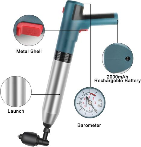 مكبس مرحاض كهربائي مكبس هواء للمرحاض، مكبس مرحاض كهربائي عالي الضغط، مسدس تفريغ هواء عالي الضغط، أفضل مزيل للسدادات للمراحيض مع المرحاض، الحمام، تصريف الأرضية، المجاري، الأنابيب in Kuwait