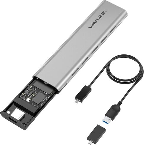 WAVLINK Aluminum NVMe Enclosure, USB Type-C 10Gbps to NVMe M.2 SSD Enclosure, NVMe PCI-E M.2 SSD Case Support UASP for NVMe SSD Size 2230/2242/2260/2280 (up to 2TB) with Type-C OTG Converter in Saudi Arabia