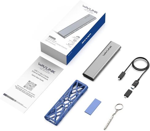 WAVLINK Aluminum NVMe Enclosure, USB Type-C 10Gbps to NVMe M.2 SSD Enclosure, NVMe PCI-E M.2 SSD Case Support UASP for NVMe SSD Size 2230/2242/2260/2280 (up to 2TB) with Type-C OTG Converter in Saudi Arabia