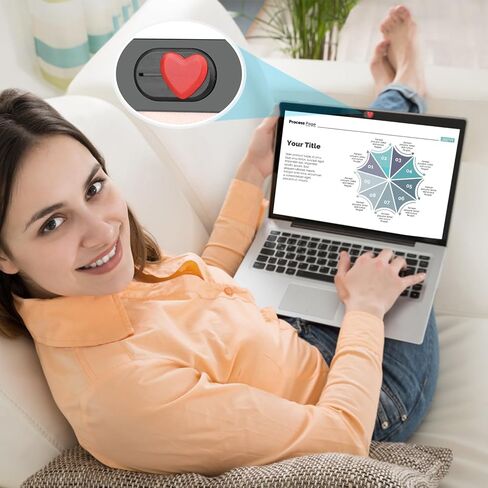 شريحة غطاء كاميرا الويب (4 عبوات) - منزلق غطاء الكاميرا لأجهزة MacBook، iMac، الكمبيوتر المحمول، الكمبيوتر، iPad، iPhone، الهاتف الخلوي، الكمبيوتر الشخصي - ملحقات رائعة لحماية الخصوصية - منزلق على شكل قلب أحمر in Kuwait