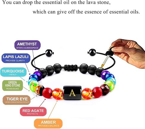 Initial Bracelet Stress Relief Gifts For Women Girls Yoga Chakra Bracelet For Women Healing Crystal Bracelet Essential Oil Bracelet For Women in Saudi Arabia